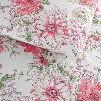 Kit Cobre Leito Colcha Bella Solteiro 2 Peças 400 Fios Estampado Com Babado - Floral 2 - 100% Poliéster - 4