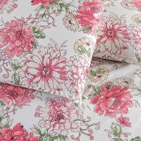 Kit Cobre Leito Colcha Turin Queen Estampada C/ Babado 400 Fios 3 Peças Flores Floral Rosa - 5