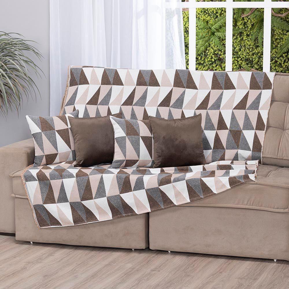Manta Xale Turin 2,40m X 1,50m Sofá Cama Tecido Jacquard 01 Peça - Losango Avelã - 60% Algodão/ 40% Poliéster - 1