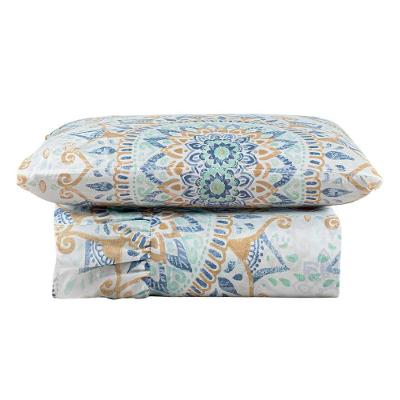 Kit Cobre Leito Colcha Bella Solteiro 2 Peças 400 Fios Estampado Com Babado - Mandala 5 - 100% Poliéster