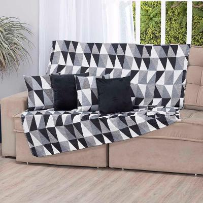 Manta Xale Turin 2,40m X 1,50m Sofá Cama Tecido Jacquard 01 Peça - Losango Preto - 60% Algodão/ 40% Poliéster