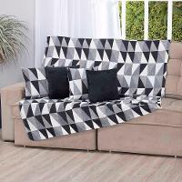 Manta Xale Turin 2,40m X 1,50m Sofá Cama Tecido Jacquard 01 Peça - Losango Preto - 60% Algodão/ 40% Poliéster - 1
