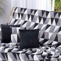 Manta Xale Turin 2,40m X 1,50m Sofá Cama Tecido Jacquard 01 Peça - Losango Preto - 60% Algodão/ 40% Poliéster - 2