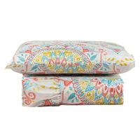 Kit Cobre Leito Colcha Turin Solteiro Estampada C/ Babado 400 Fios 2 Peças Mandala Vermelha Bege - 1