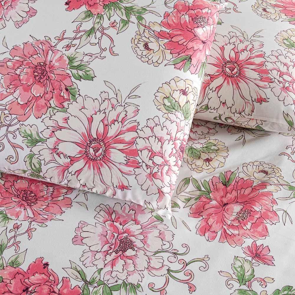 Kit Cobre Leito Colcha Bella Casal 3 Peças 400 Fios Estampado Com Babado - Floral 1 - 100% Poliéster - 5