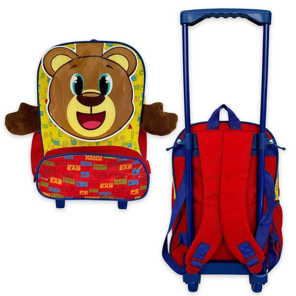Mochila Infantil Escolar Ursinho Rodinha Amarela E Vermelha - 5