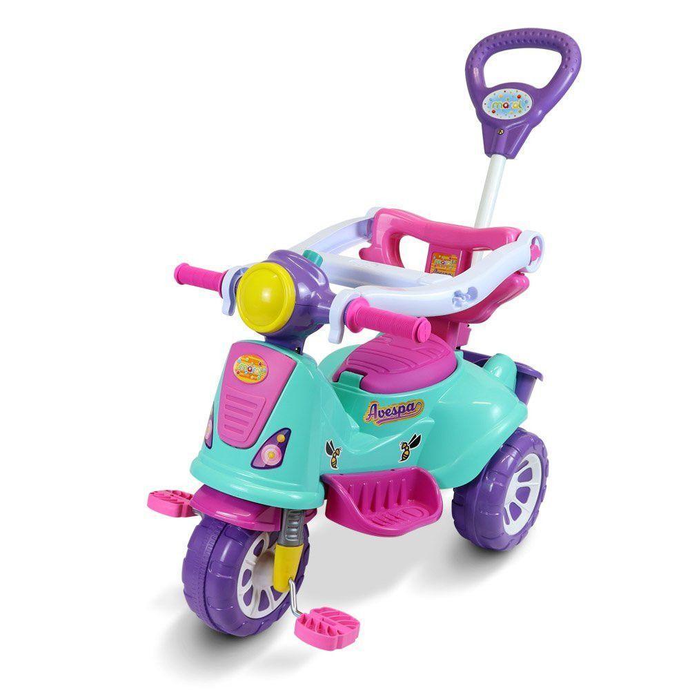 Triciclo Infantil De Passeio E Pedal Andador Avespa Pink - 1