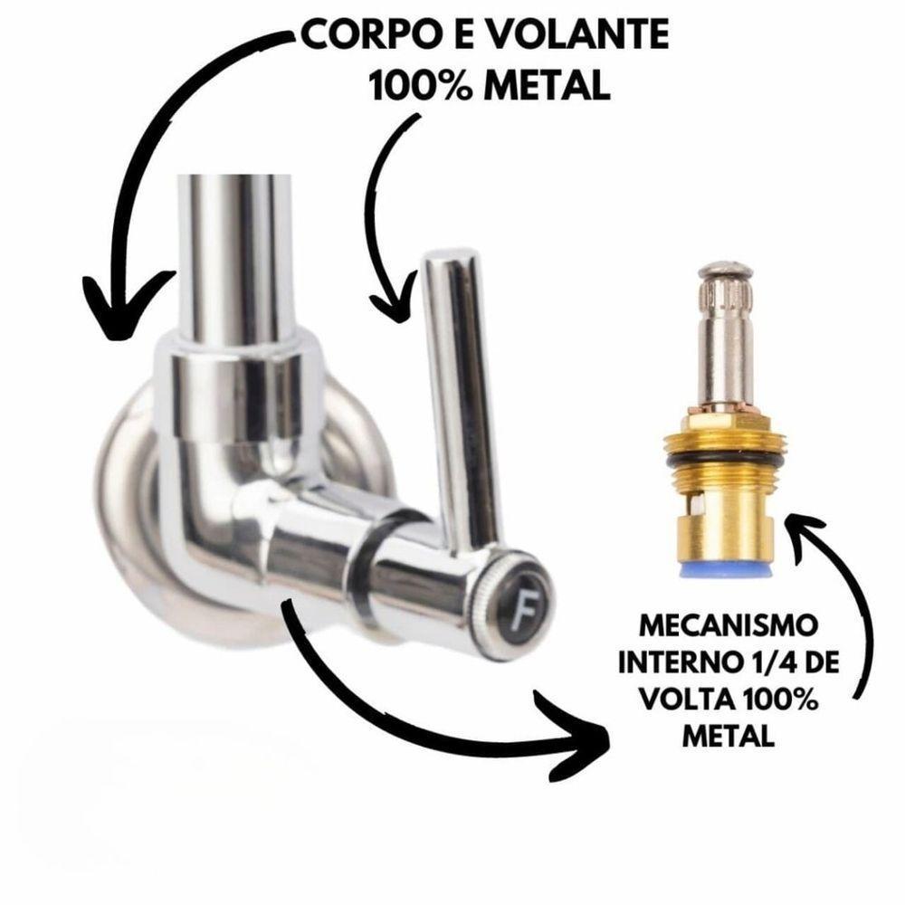 Torneira Gourmet Flexível De Parede Com Ducha Cromado Inox Rotação De 360° Cozinha Lavanderia - 5