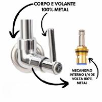 Torneira Gourmet Flexível De Parede Com Ducha Cromado Inox Rotação De 360° Cozinha Lavanderia - 5