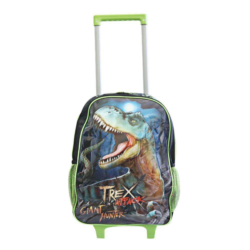 Mochila Escolar De Rodinhas Dinossauro T-rex - 1