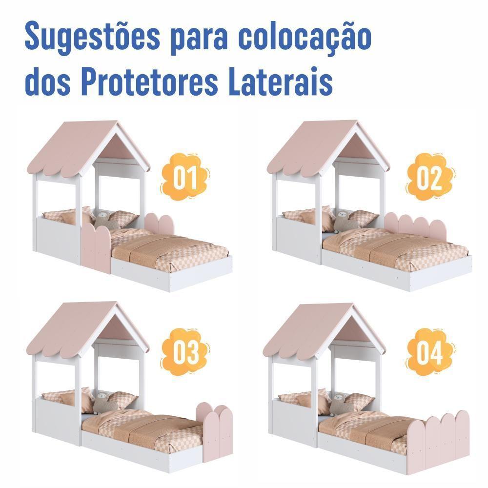 Cama Infantil Montessoriana Casinha Com Colchão E Telhado Em Mdp Rosa - 8