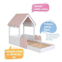 Cama Infantil Montessoriana Casinha Com Colchão E Telhado Em Mdp Rosa - 6