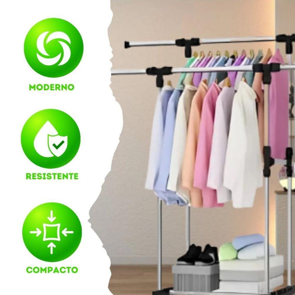 Arara Dupla Ferro, Aco Inox E Plastico Pp 140 Cm X 42 Cm X 1 - 10