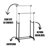 Arara Dupla Ferro, Aco Inox E Plastico Pp 140 Cm X 42 Cm X 1 - 6