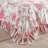 Kit Cobre Leito Colcha Bella Queen 3 Peças 400 Fios Estampado Com Babado - Floral 2 - 100% Poliéster