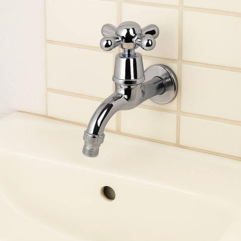 Torneira Curta Pia Tanque Banheiro Pvc Cromada 1/2'' - 2