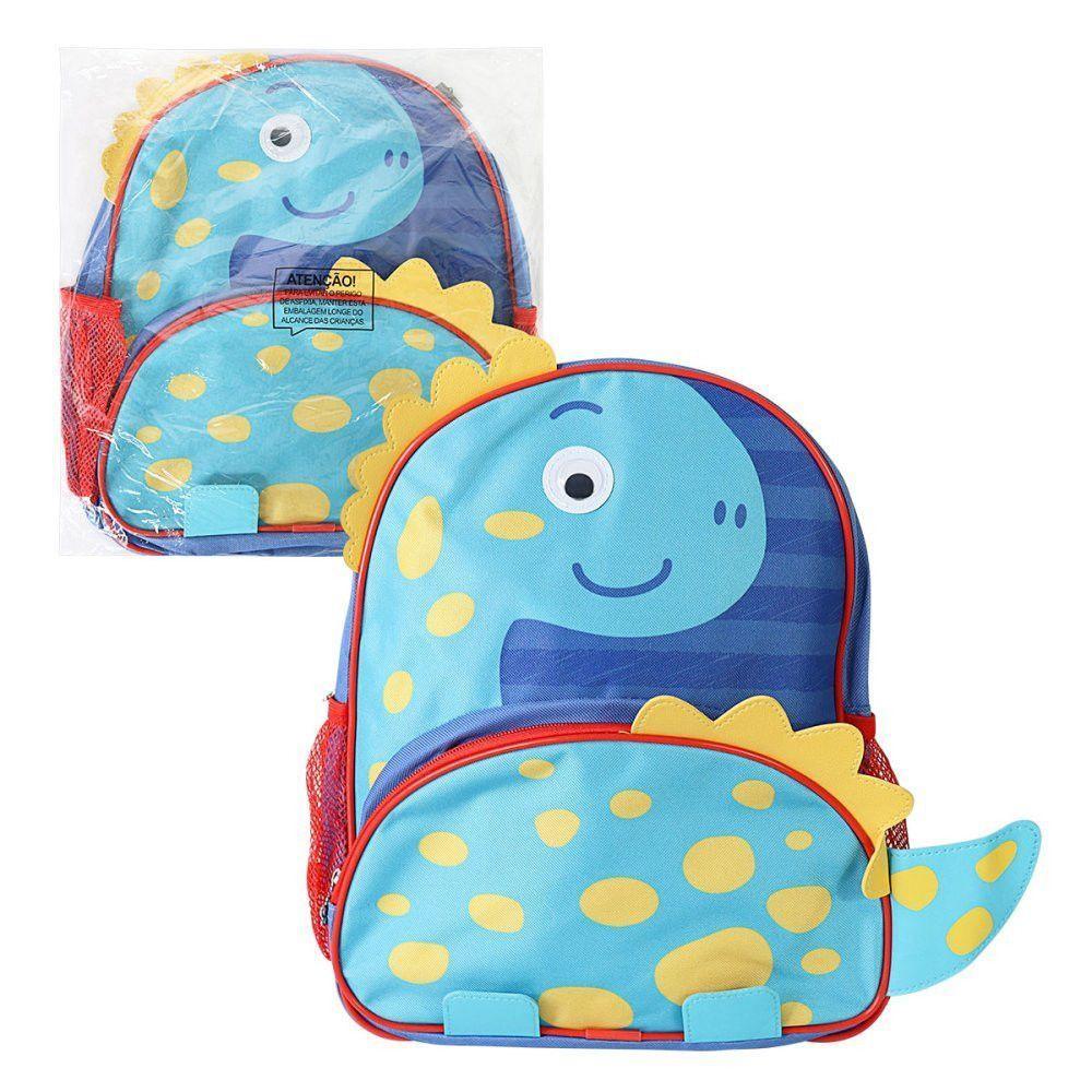 Mochila Escolar Infantil Dinossauro- Azul - 1