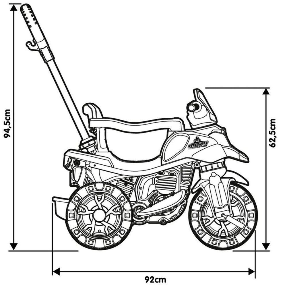 Triciclo Infantil Moto Com Pedal E Haste - Azul - 4