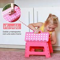 Banqueta Dobravel Infantil Adulto Portatil Degrau Multiuso Anti Derramente Rosa - 2