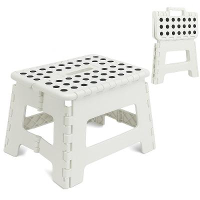 Banqueta Banquinho Portatil Multiuso Plastico Resistente Reforcado Compacto Casa Passeio Viagem Pedicure Clean Branco