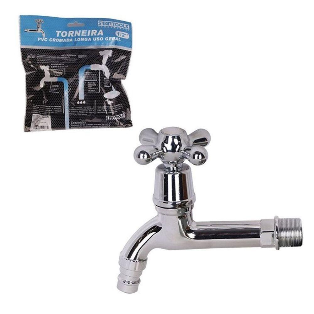 Torneira Longa Pia Tanque Banheiro Pvc Cromada 1/2'' - 3