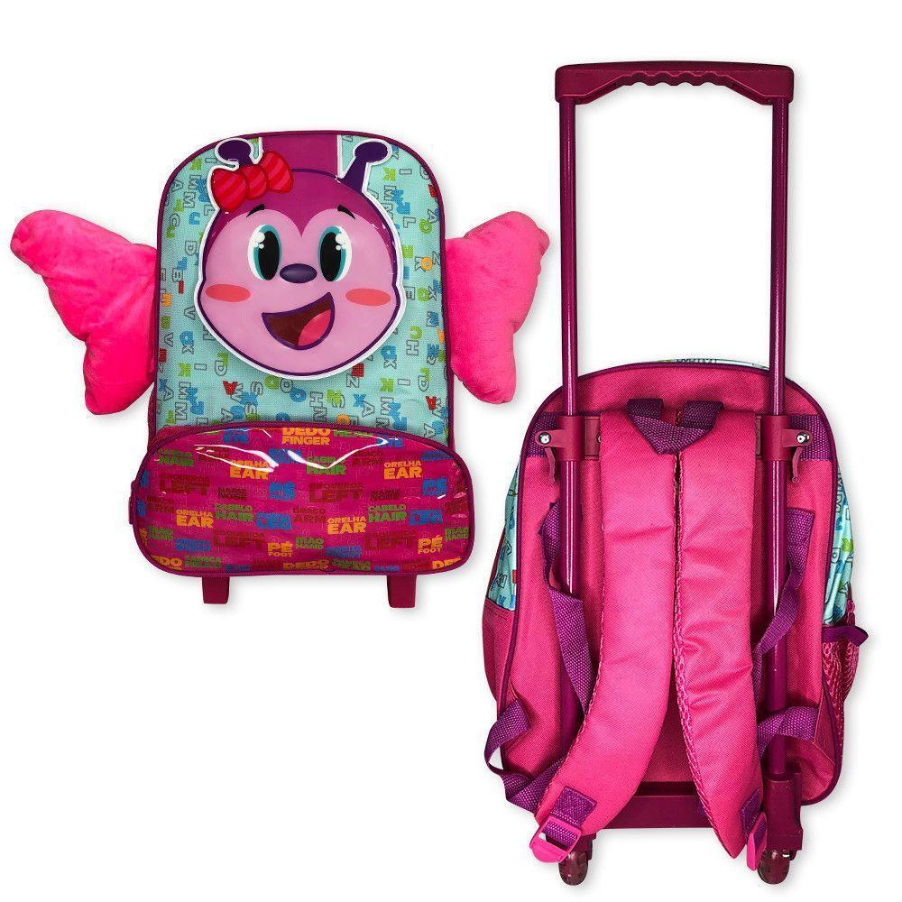 Mochila Infantil Escolar Borboleta Rodinha Rosa - 2