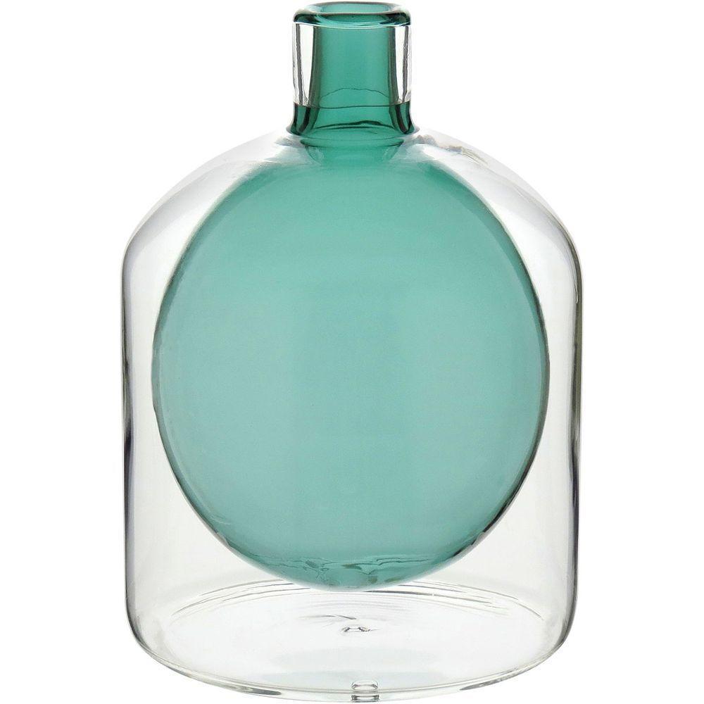 Vaso Decorativo Enfeite Casa Garrafa Vidro 17x15x15cm Cinza - 1