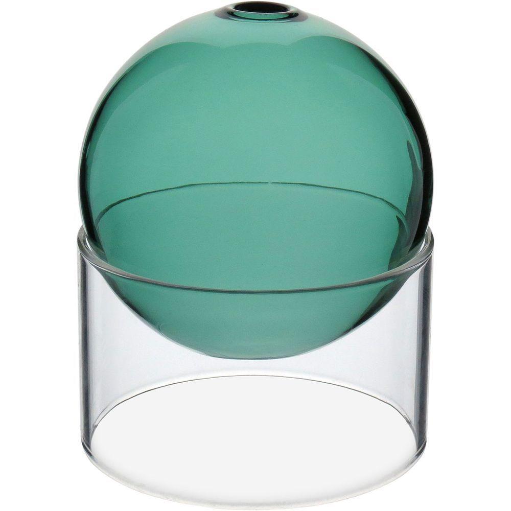 Vaso Decorativo Esfera Com Suporte Vidro 10x10x10cm Verde - 1