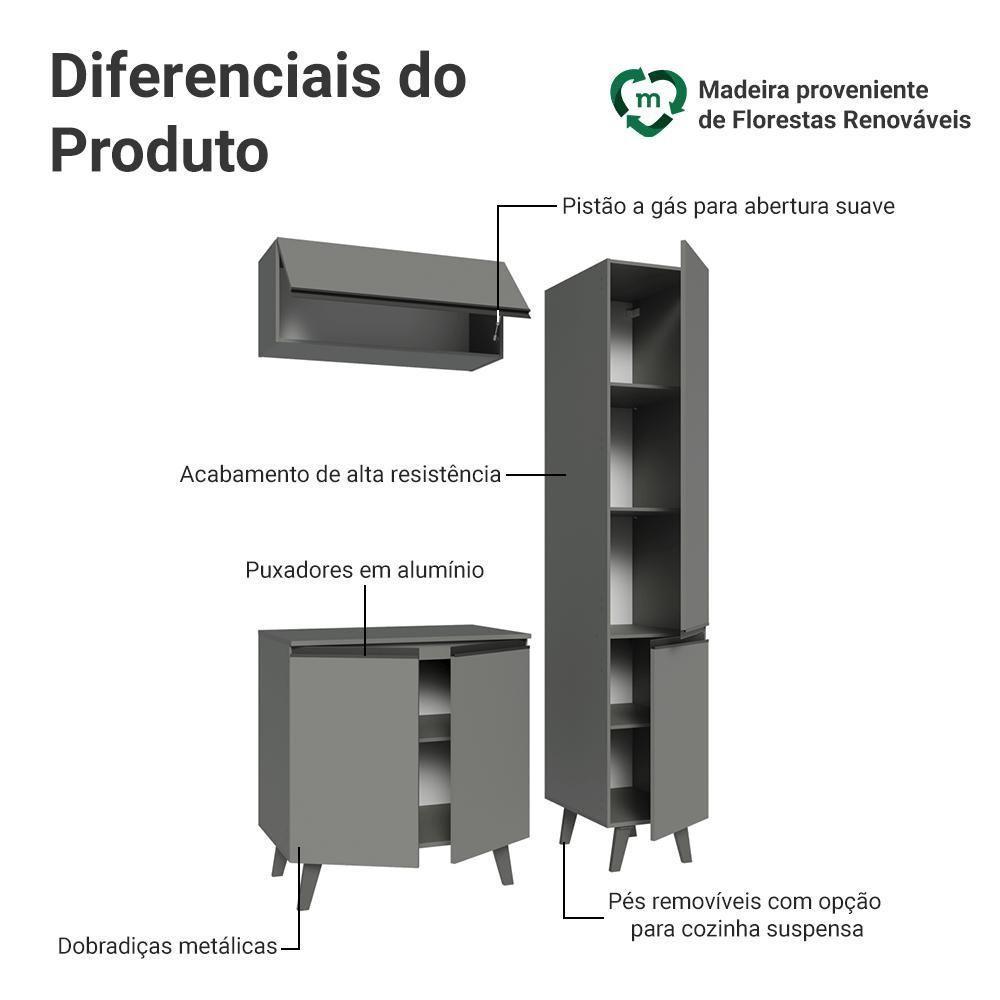 Conjunto Gabinete Para Banheiro 120cm 5 Portas Nice Madesa 03 Cinza - 5