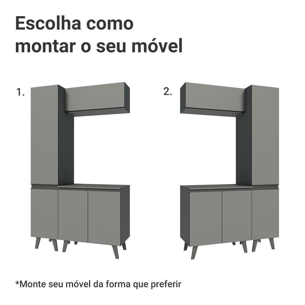 Conjunto Gabinete Para Banheiro 120cm 5 Portas Nice Madesa 03 Cinza - 6