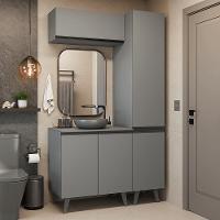 Conjunto Gabinete Para Banheiro 120cm 5 Portas Nice Madesa 03 Cinza - 1