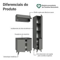 Conjunto Gabinete Para Banheiro 120cm 5 Portas Nice Madesa 03 Cinza - 5