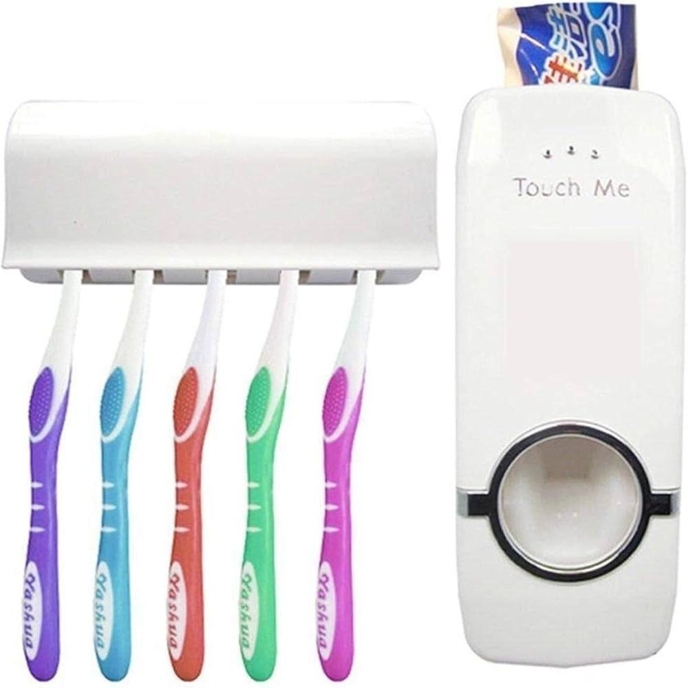 Dispenser Pasta Dente Com Suporte 5 Escovas Automatico Porta Creme Dental Aplicador 2 Em 1 - 4