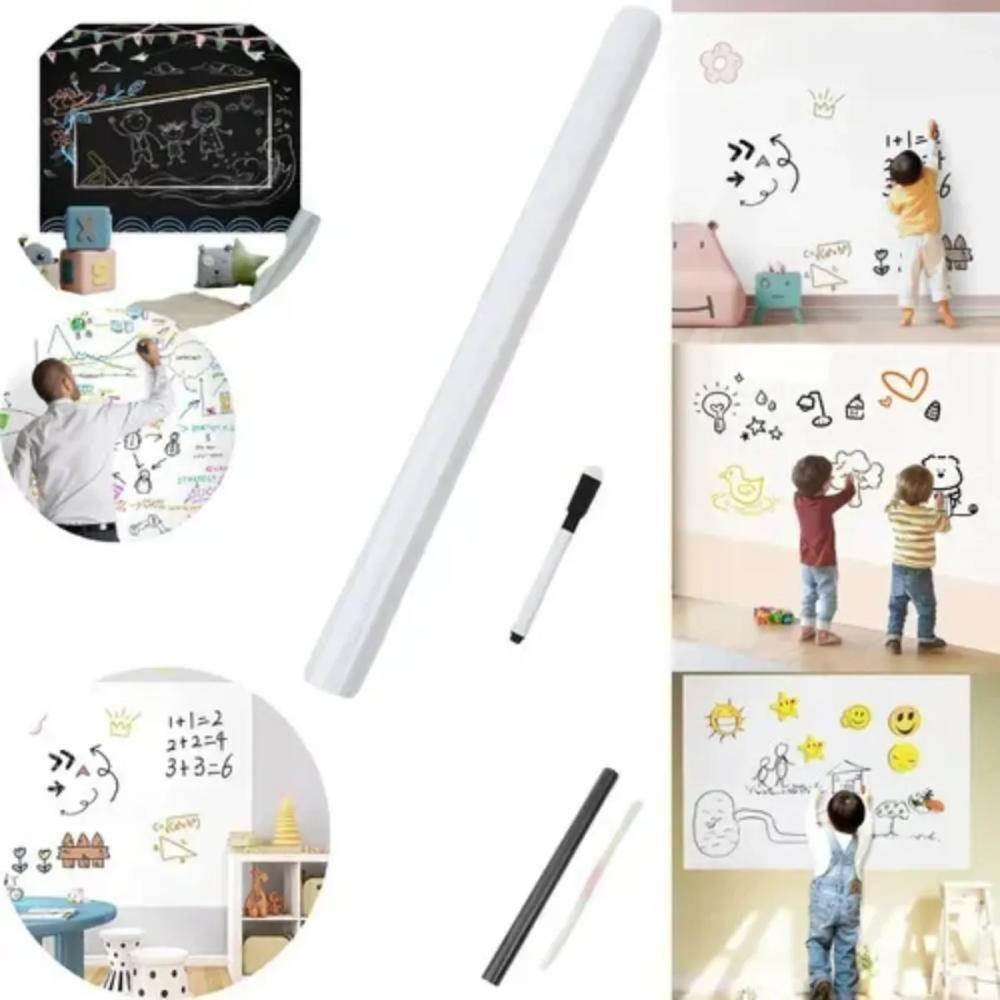 Adesivo Lousa Quadro Branco Papel Parede Fosco Escrever Adulto Infantil Escritorio Escola 2mx45cm Envelopamento Lavavel - 1