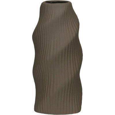 Vaso Decorativo Enfeite Redondo Home&co Cerâmica 25x10 Cinza