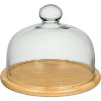 Prato Bolo Redondo Com Tampa Vidro E Base Bambu Home&co - 1