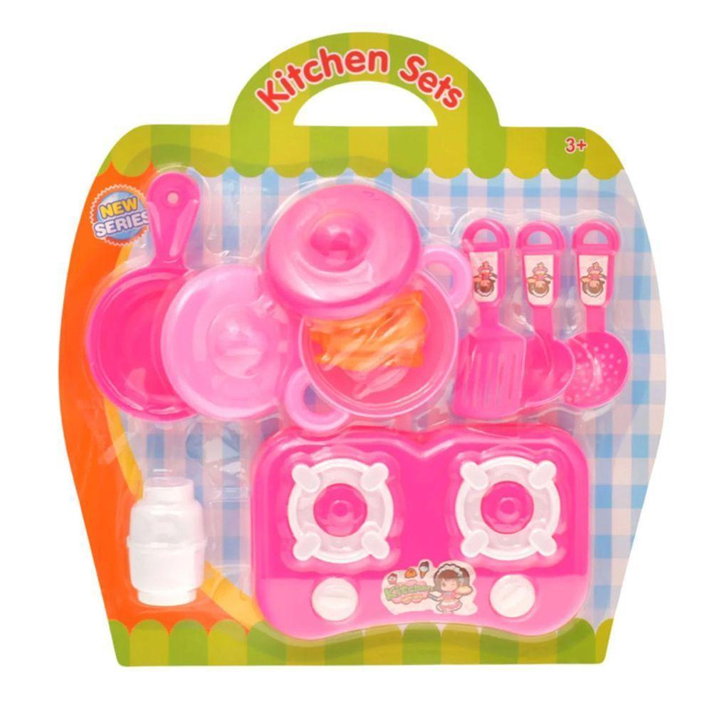 Casinha Kit Cozinha Infantil Fogão Panelinhas 10 Peças Brinq - 5