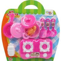 Casinha Kit Cozinha Infantil Fogão Panelinhas 10 Peças Brinq - 10