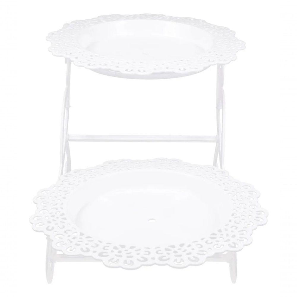 Suporte Doces 2 Andares Pratos Bandeja Cupcake Salgado Festa - 7