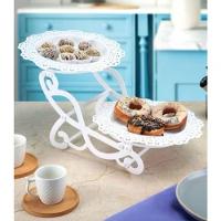 Suporte Doces 2 Andares Pratos Bandeja Cupcake Salgado Festa - 2