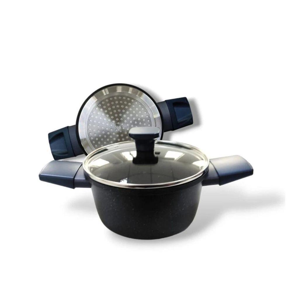 Caçarola Antiaderente Alumínio 18cm Tampa Vidro Fogão Induçã - 3