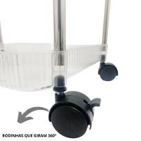 Carrinho Organizador 3 Andares Transparente Plástico Rodinha - 5