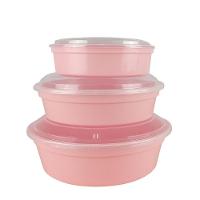 Kit 3 Potes Armazenar Alimentos Com Tampa P M G Resistentes A Microondas Freezer Frutas Legumes Rosa - 1