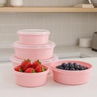 Kit 3 Potes Armazenar Alimentos Com Tampa P M G Resistentes A Microondas Freezer Frutas Legumes Rosa - 2