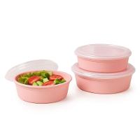 Kit 3 Potes Armazenar Alimentos Com Tampa P M G Resistentes A Microondas Freezer Frutas Legumes Rosa - 3