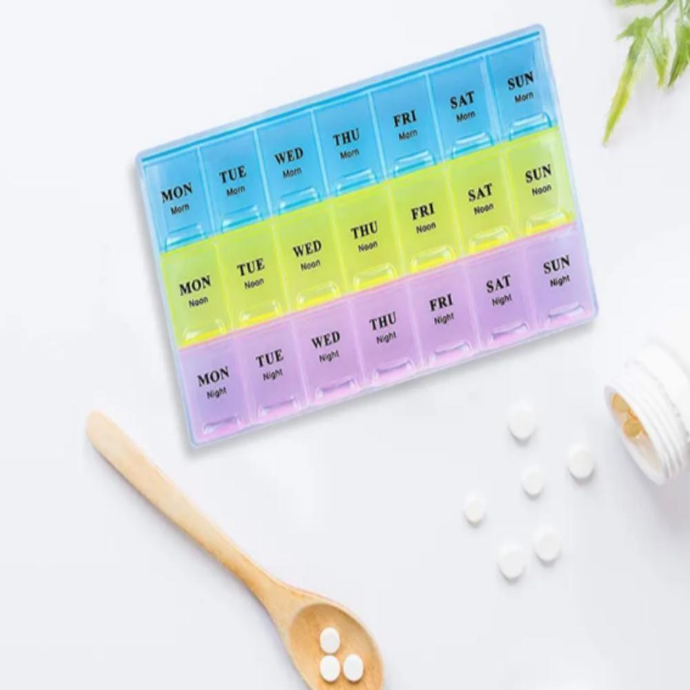 Caixa Porta Comprimidos Semanal Organizador Remedios Diario 21 Divisorias Diario Multiuso Capsulas Estojo Pesca Suplemen - 2