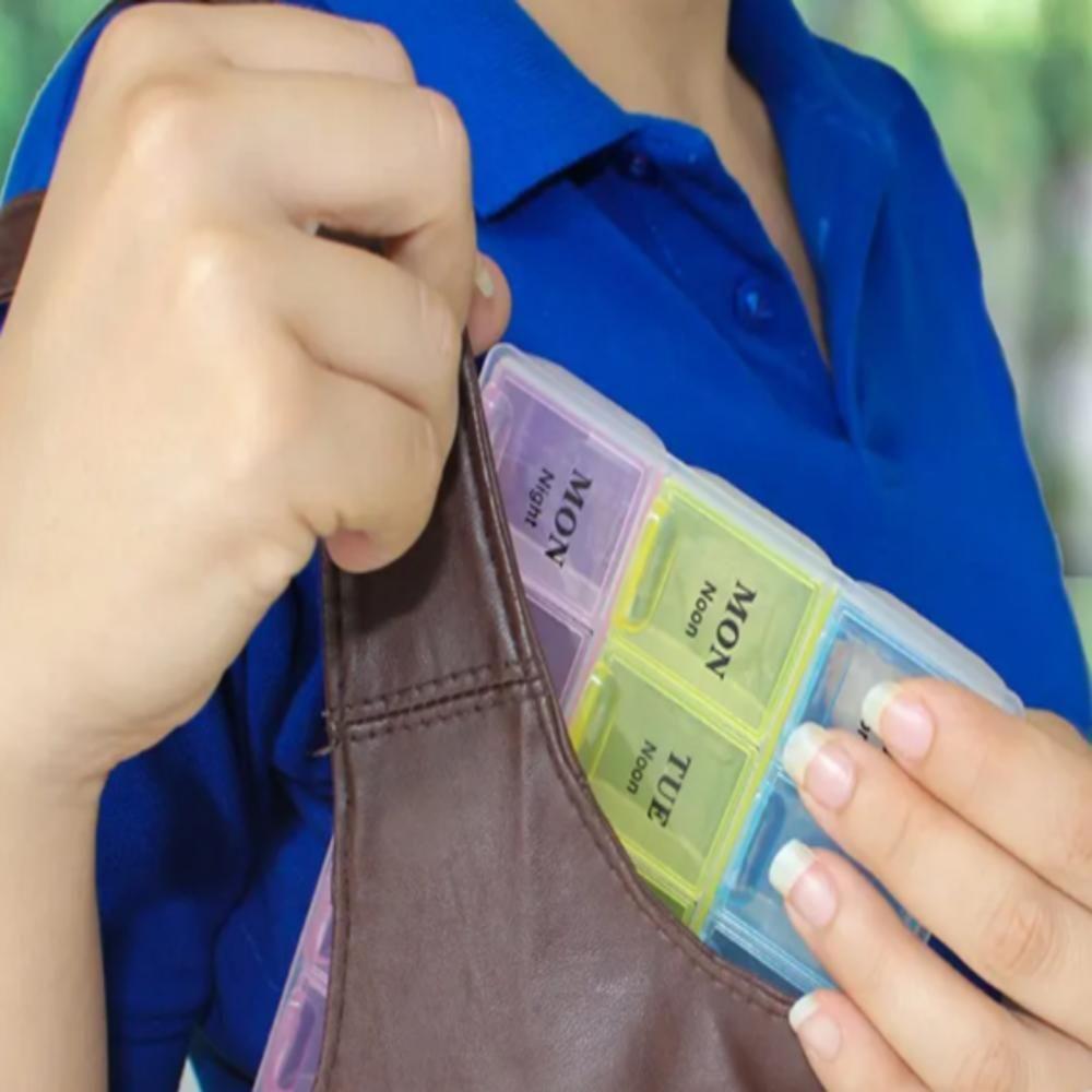 Caixa Porta Comprimidos Semanal Organizador Remedios Diario 21 Divisorias Diario Multiuso Capsulas Estojo Pesca Suplemen - 4