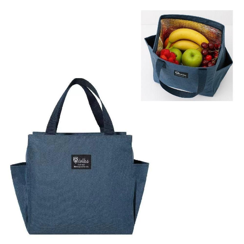 Bolsa Termica Lancheira Grande Trabalho Academia Parque Praia Bolso Porta Squeeze Celular Multiuso Azul - 1