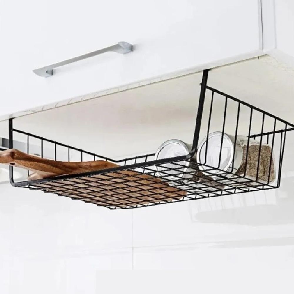 Cesto Organizador Suspenso Aramado Multiuso Gaveta Encaixe Mesa Armario Prateleira Grande Lavanderia Banheiro Porta Obje - 7