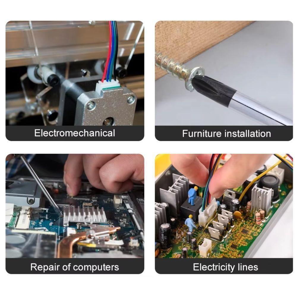Kit Jogo De Chaves Fenda Philips Estrela 6 Peças Imantada Ponta Magnetica Suporte Organizador Profissional - 5